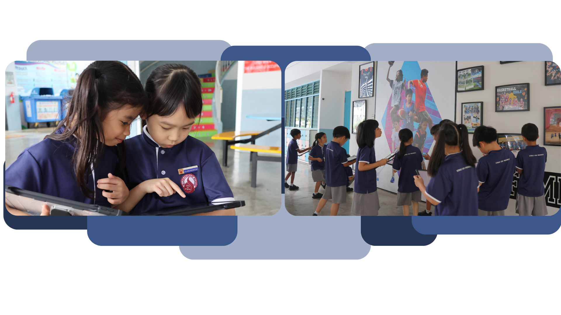 Students using the iPad to take picture of a Math concept.